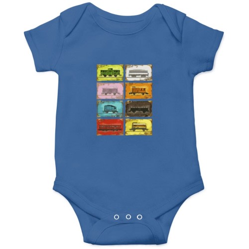 Ticket to Ride The Trains on Black Onesies Kids's Short Sleeve Onesie 12M Royal sold by EssenceDGreer | SKU 209076492 | Printerval