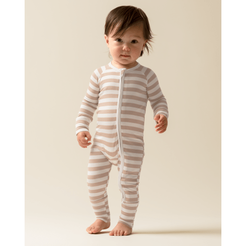 Bamboo Baby Pajamas | Taupe Gingham - Kindred Bravely