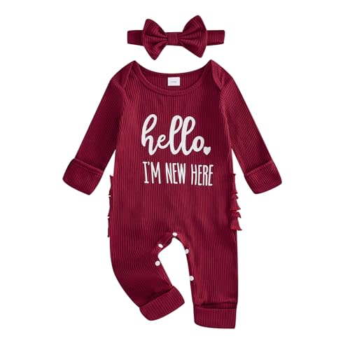 Infant Baby Girl Fall Outfit Sweatshirt Romper Ribbed Letter Print Jumpsuit Long Sleeve Bodysuit Cute Newborn Clothes