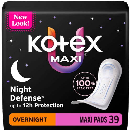Kotex Overnight Maxi Pads, 39 Count