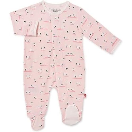 Magnetic Me Footie Pajamas Soft Modal Baby Girls Sleepwear Quick Magnetic Fastener Sleeper Baa Baa Baby Pink 0-3 Months
