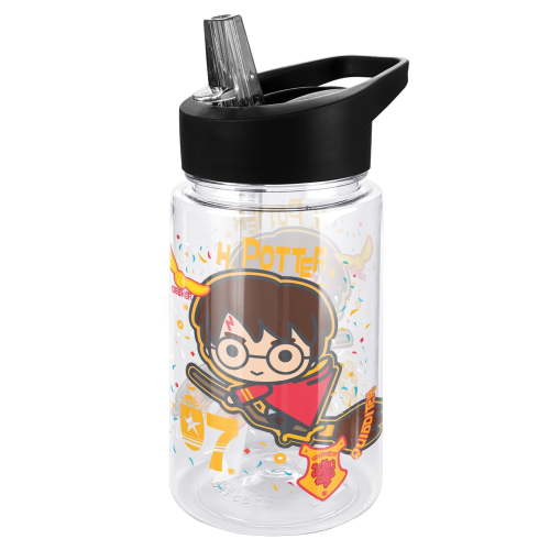 Harry Potter Kids Tritan Plastic Water Bottle with Straw Lid and Handle, Reusable Tumbler for Toddlers, Unisex for Girls and Boys, 12oz, 07 Quidditch Chibi