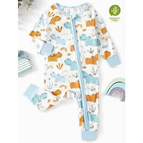 PatPat Baby Pajamas with Bamboo Viscose Footless Baby Sleep N Play Pajamas Zipper Sleeper for Newborn Infant Girls and Boys 3-6 Months