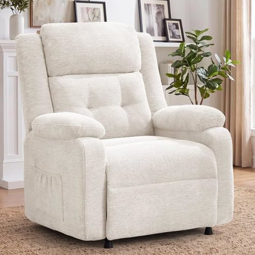 Korser Power Recliner Chair for Adults, Oversized Electric Recliner with Thickened Cushions, Reclining Chair for Bedroom, Living Room Chairs with Side Pockets, Chenille