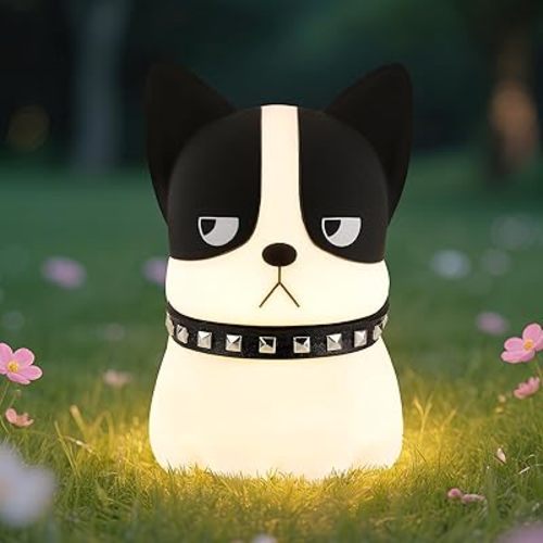 Squishy Puppy Night Light with RGB Mode 3 Brightness Adjustable Nursery Breastfeeding Nightlight Cute Novelty French Bulldog Animal Lamp Rechargeable Silicone Touch Bedside Lamp for Bedroom Dorm Decor