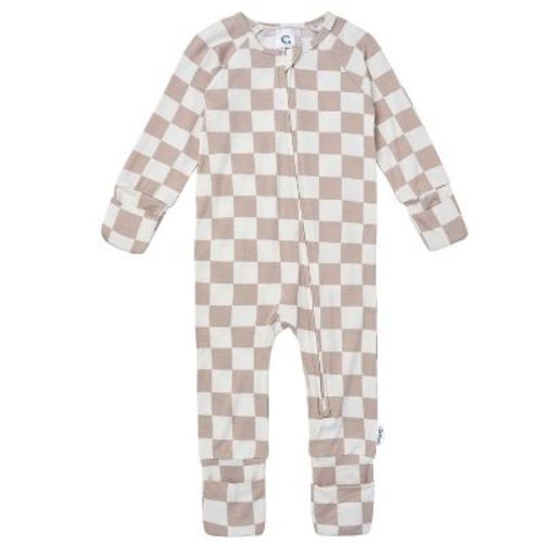 Gerber Baby Neutral Snug Fit Footless Pajamas, Taupe Check, 0-3 Months