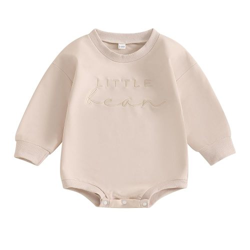VISGOGO Newborn Baby Girl Boy Bubble Romper 3 6 9 12 18M Onesie Sweatshirt Long Sleeve Oversized Fall One-Piece Bodysuit