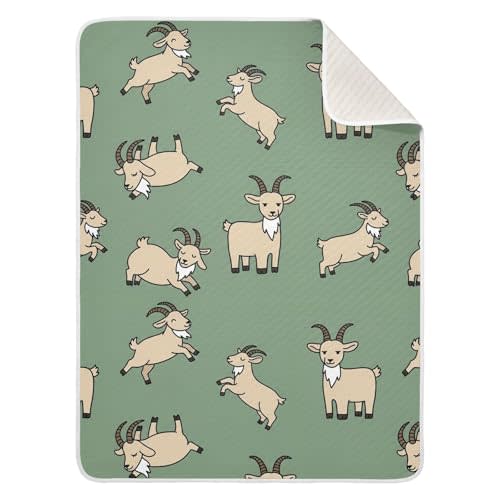 Goat Cute Cartoon Baby Boys Girls Blanket 30x40 in, Soft Receiving Swaddling Nursery Blankets for Newborn Infant Toddler