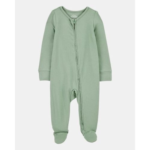 Baby Solid 2-Way Zip PurelySoft Sleep & Play Pajamas - Green | Carter's
