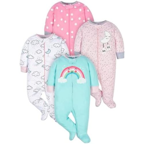 Gerber Baby Girls 4-Pack Sleep 'N Play Footie