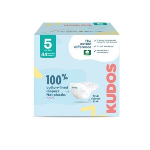 Kudos Chlorine Free Cotton-Lined Disposable Diapers - Size 5 - 44ct
