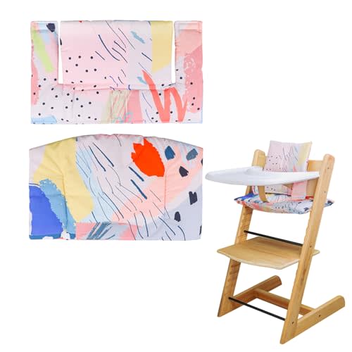 High Chair Cushion, Soft and Comfortable for Tripp Trapp High Chair Cushion, for Tripp Trapp Cushion Set Makes It Safer and More Comfortable for Baby to Sit On (Colorful Spots Pattern)