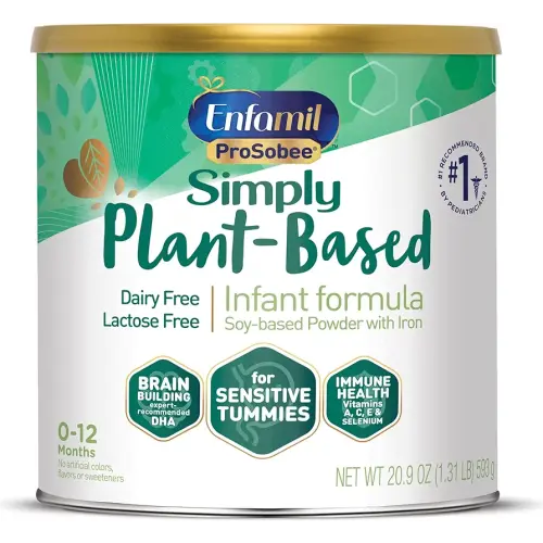 Enfamil Prosobee Plant based Baby Formula, for Sensitive Tummies, Soy-based Plant Sourced Protein, Vitamins for Immune Support, Lactose-free, Milk free, Gluten free, 20.9 Oz Can