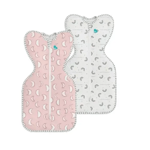 Love to Dream Swaddle UP Original 1.0 TOG Baby Sleep Sack Bundle, Medium 13-19 lbs – Rainbow Dream & Eclipse Pink, Arms-Up Self-Soothing Swaddles (2-Pack)