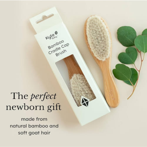 Kyte Baby Cradle Cap Brush Made with Natural Goat Hair Bristles and a Bamboo Brush Handle