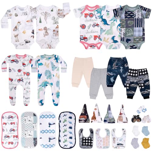 littogoose 30 Piece Newborns Layette Gift Set for Boys, 0-6 Months Baby Boy Clothes, Infant Sets Essentials, Baby Shower