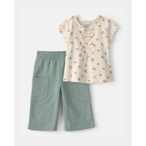 Baby Girl 2-Piece Floral Top & Pant Set - Cream/Green | Carter's