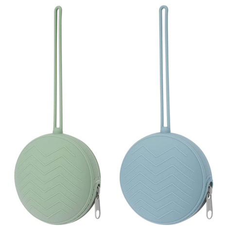 2 Pack Pacifier Holder Case, BPA Free Newborn Baby Silicone Pouch for Boys & Girls, Portable Container (Sage, Ether)