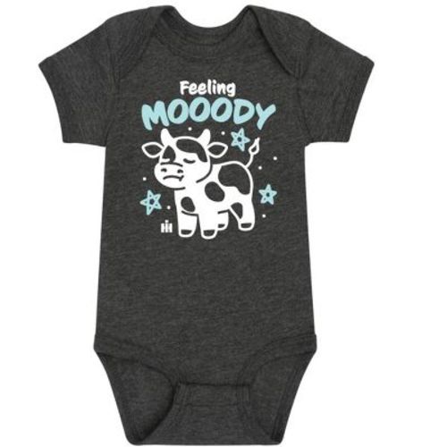 Case IH Feeling Moody Cow Baby Graphic One Piece - Heather Charcoal - Newborn
