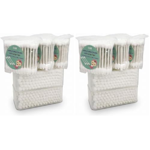 400pcs CGR Baby Safety Cotton Swabs with Large Tips for Newborn Babies Kids (Pack of 2)