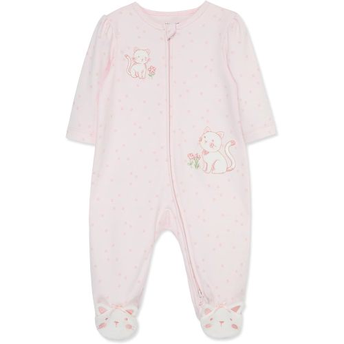 Little Me Clothes for Baby Girls' 100% Cotton Scratch-Free Tag Footie Sleeper, Preemie to 9 Months
