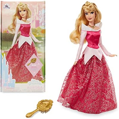 Disney Store Official Princess Classic Doll (Aurora from Sleeping Beauty), 11 Inches, Includes Brush with Molded Details, Fully Posable Toy in Classic Outfit - Disney Princess Toys