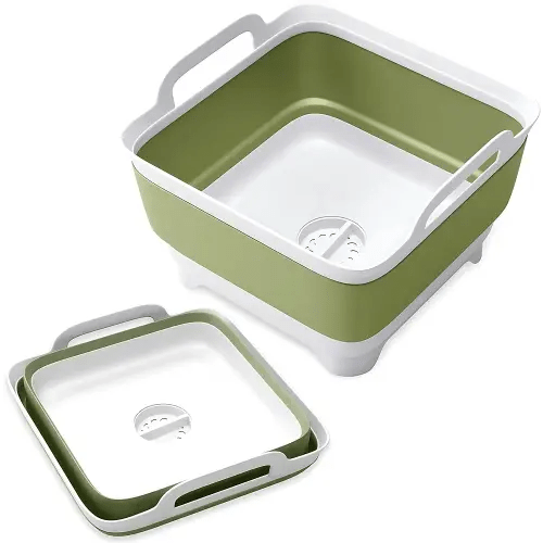 Collapsible Wash Basin with Drain Plug - 2.4 Gal(9L) Wash Basin for Baby Bottles, Foldable Dish Pans for Kitchen Sink & Camping & Hand Washing Station, Wash Bin, Laundry Tub, Portable Dish Tub