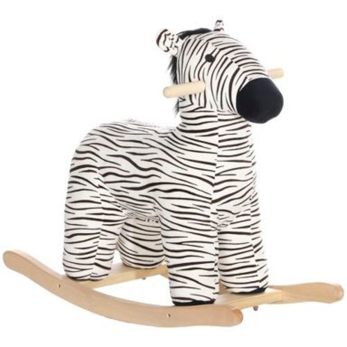 Qaba Rocking Horse, Kids Rocking Animal, Zebra Shaped Ride on Horse with Realistic Sound for Boys & Girls 2-4 Years, Black