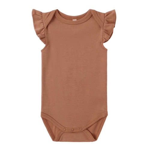 Quincy Mae Organic Flutter Sleeve Bodysuit Poppy | Posh Baby
