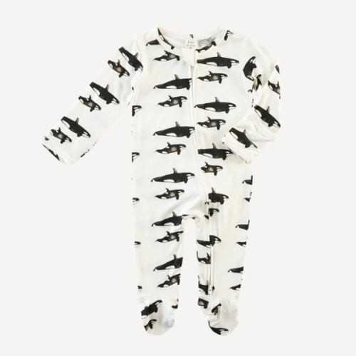 long sleeve two way zipper footie | orcas | bamboo