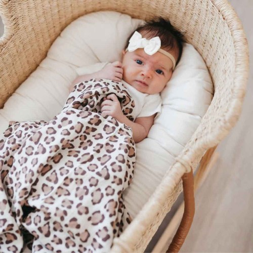 Leopard Print Baby Swaddle, Bamboo Muslin Cheetah Blanket, Animal Nursery Blanket, Baby Shower Gift, Unisex Baby, Receiving Blanket