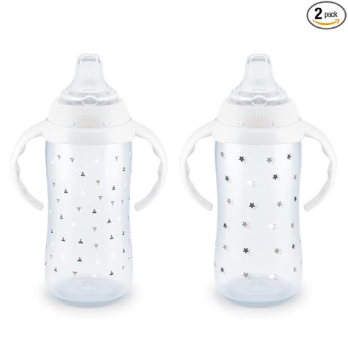 NUK Learner Cup 6+ Months Timeless Collection Amazon Exclusive 10 Oz – BPA Free Spill Proof Sippy Cup 2 Count (Pack of 1)