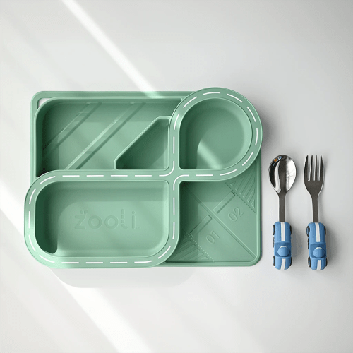 Children's Dinnerware Set - Sage Green Racetrack
