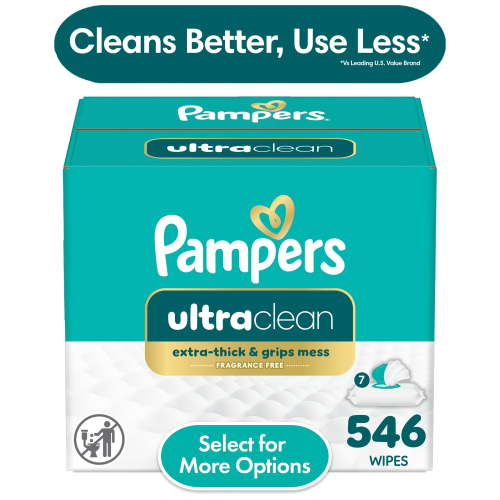 Pampers Free & Gentle Ultra Clean Baby Wipes, 7-Pack 546 Wipes (Select for More Options)