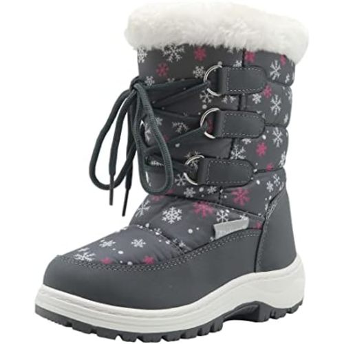 Apakowa Kids Girls Insulated Fur Winter Warm Snow Boots (Toddler/Little Kid) Size 7