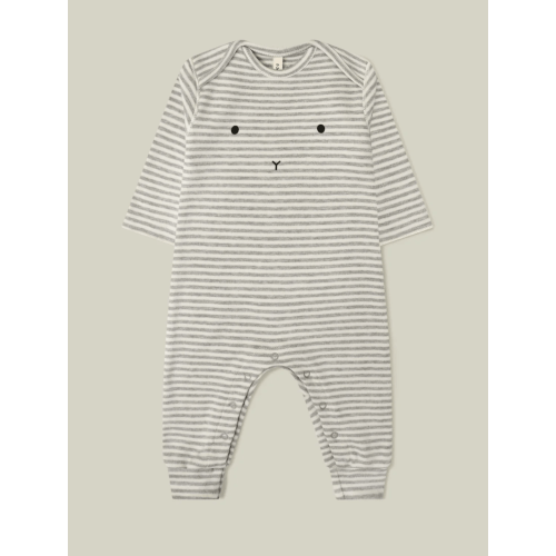 Stripy BUNNY Organic Cotton Playsuit | Organic Zoo