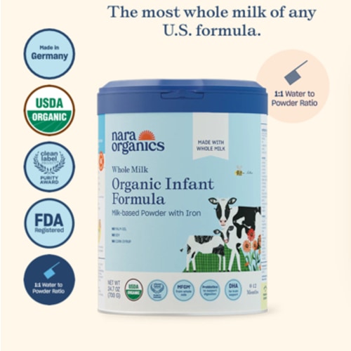 Organic Whole Milk Infant Formula – Full size cans – Nara Organics