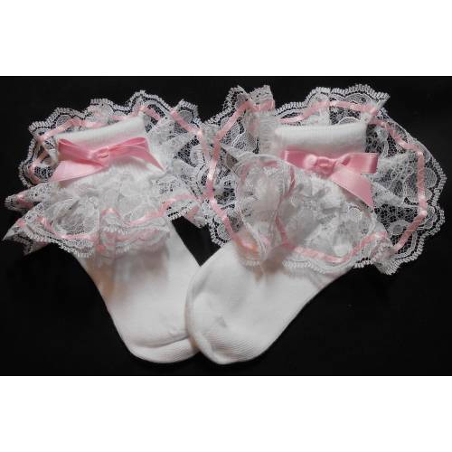 Lacy Socks with Wide Lace and Ribbon detail
