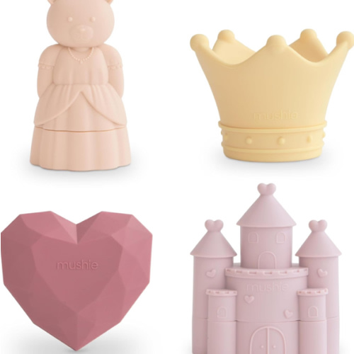 mushie Princess Bath Toys Play Set for Toddlers | 100% Food Grade Silicone | Mold Free, Pack of 4