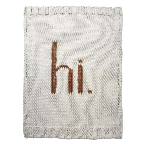 Hi. Hand Knit Blanket, Pecan