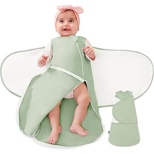 Baby Swaddle Sleep Sack, 1.0 Tog New-Parent-Friendly Swaddle for Newborns & infant 0-6 Months Baby Wearable Blanket Reduce Startle Reflex, Newborn Boys Girls Registry Essentials