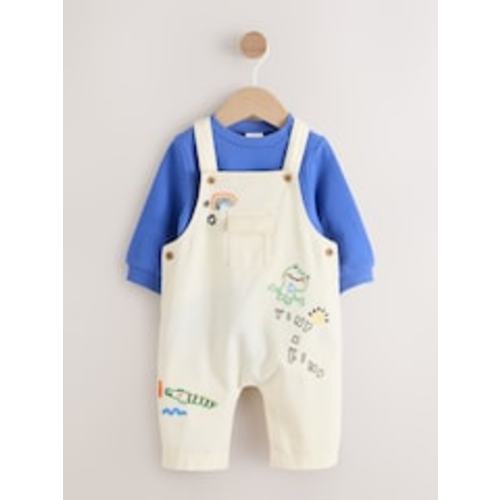 Buy Neutral/Blue Characters Baby Twill Dungarees and Bodysuit Set (0mths-2yrs) from Next USA