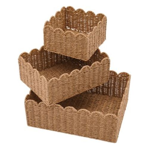 YIYIBYUS Storage Basket, 3PCS Storage Baskets, Scalloped Edge Basket