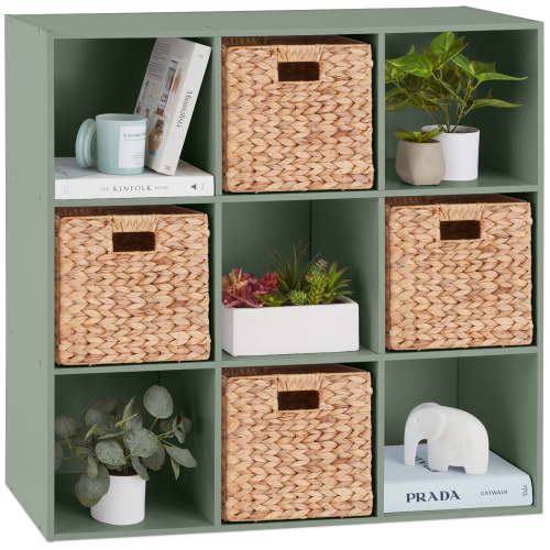 Best Choice Products 9-Cube Bookshelf, 11in Display Storage Organizer w/ 3 Removable Back Panels - Sage