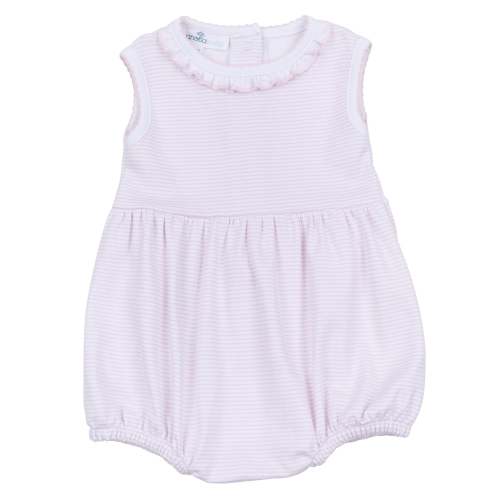 Mini Stripes Ruffle Sleeveless Bubble - Pink