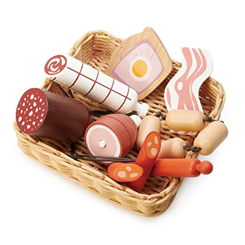 Tender Leaf Toys - Charcuterie Basket - Pretend Food Play Supermarket Shopping Game Accessories Educational Learning Toys for Children 3+