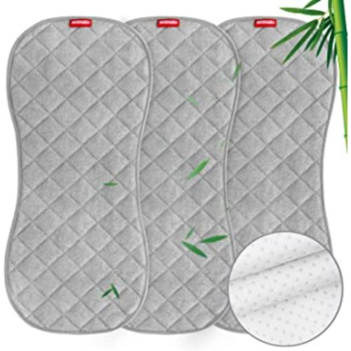 Moonsea Quilted Thicker Changing Pad Liner Waterproof, Fit for Changing Pads 3 Pack, Non-Slip Back Design Reusable Pads Machine Washable, Grey