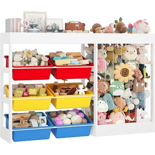 50.6"W x 39.4"H Toy Storage Organizer with 153L Stuffed Animal Zoo, Wooden