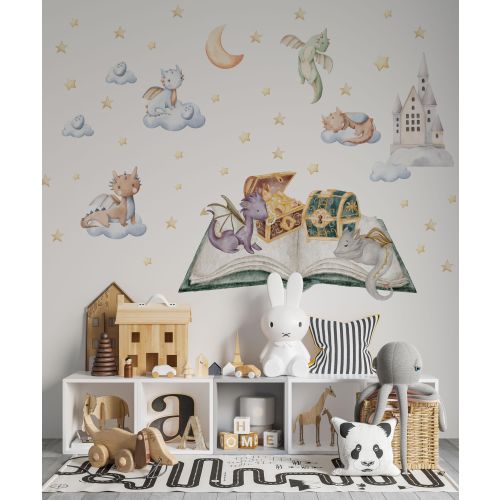 dragon nursery wall decals, dragon nursery decor, baby dragon nursery, wall decal kids