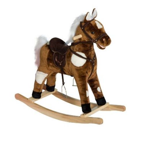 TopComfy Baby Bouncer and Rocker Toddler Kid Chair Plush Riding Horse Toy for Playroom Living Room, Dark Brown, 30.8"*11"*26.8"